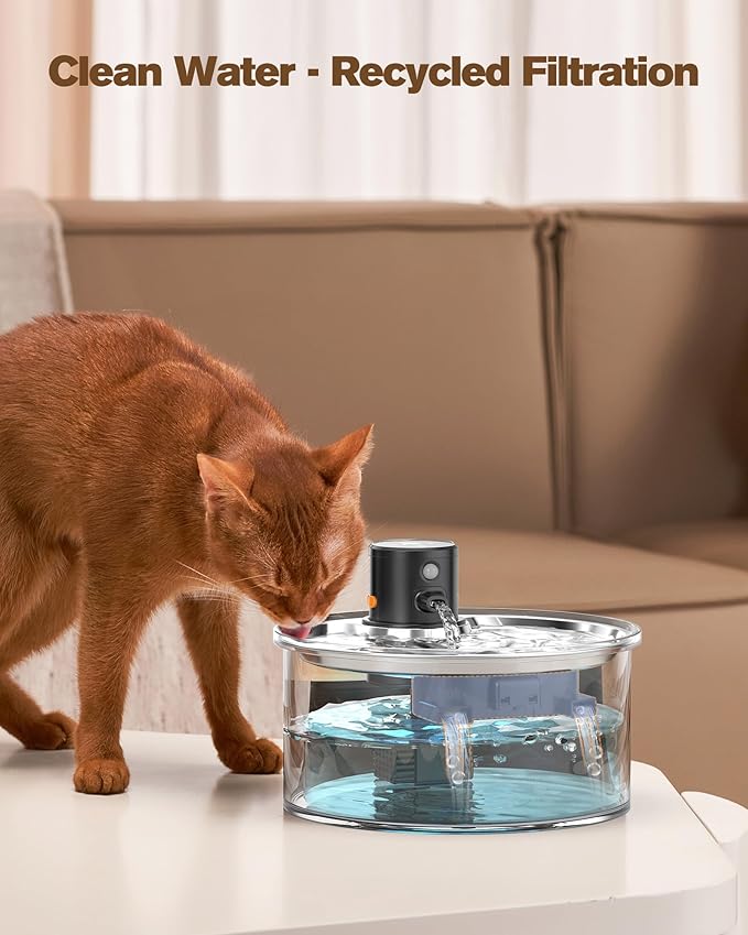 Cat Water Fountain Filters: Pet Water Dispenser Filter Replacement 24 - Packs of Cat Fountain Filters (12 Carbon Filters + 12 Sponges) Multiple Filtration Please Replace it Every 2-3 Weeks