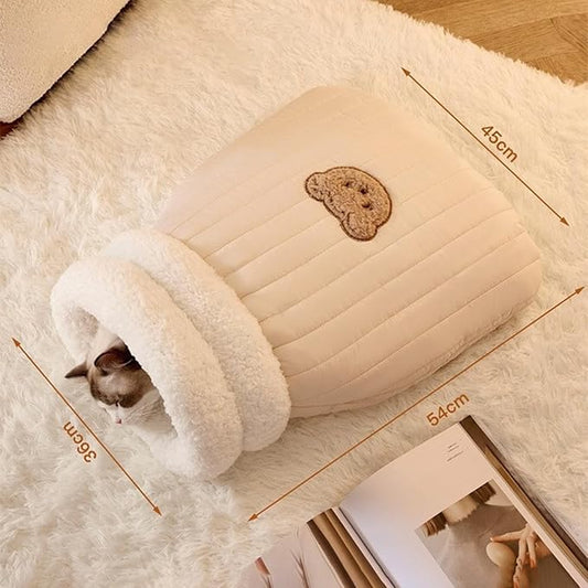Cat Sleeping Bag for Indoor Cats,Sleeping Bag for Cats,Cozy Cat Winter Sleeping Bag,Warm Cat Sleeping Bag,Soft Fluffy Washable Cat Bed Cave,Cat Blankets for Indoor Cats (H)