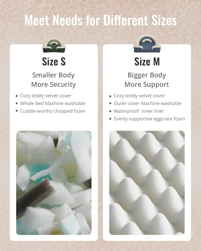 Blissful Diary Foam Dog Bed Medium Size, Pet Sofa with Washable Cover and Waterproof Liner, Soft Teddy Plush with Rainbow Design (Blue)