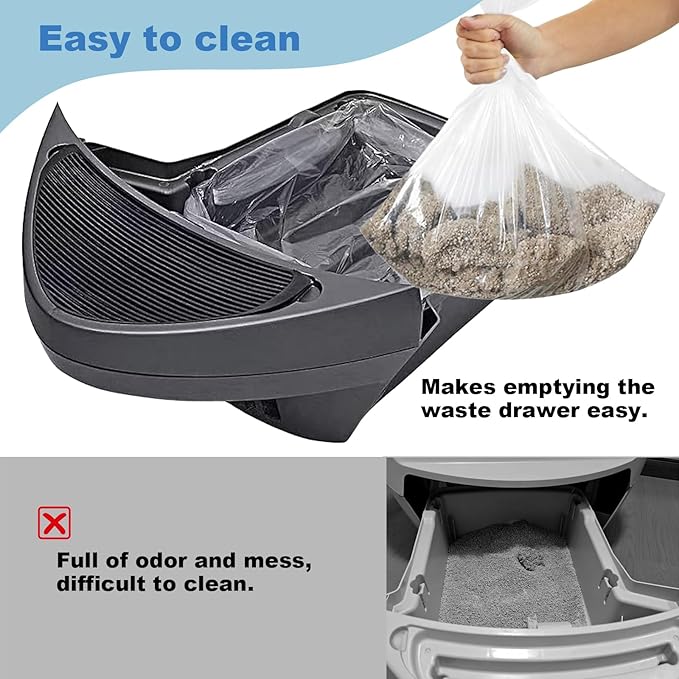 Replacement Waste Drawer Liners Compatible with Litter Bag Robot 3 4, 120 Count Waste Bags, 9-11 Gallons