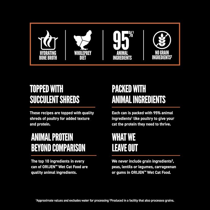 ORIJEN Chunks & Shreds Wet Cat FoodChicken and Tuna Kitten Entrée 5.5oz Cans (6 Count)