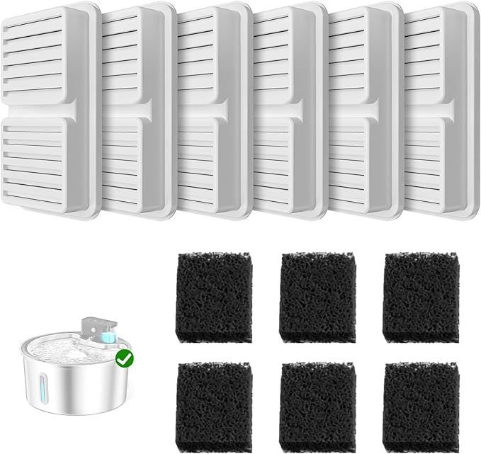 Cat Water Dispenser Filter 6 Pcs - Replacement Cartridge for Cat Water Fountain Pet Fountain Filter with 6 Sponges