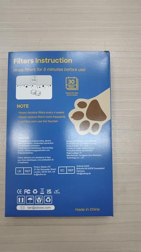 Cat Water Fountain Filter: 12 Cat Fountain Filter Replacement - 6 Carbon Filters & 6 Foam Filters - Suitable for IHOUONE Stainless Steel pet Fountains