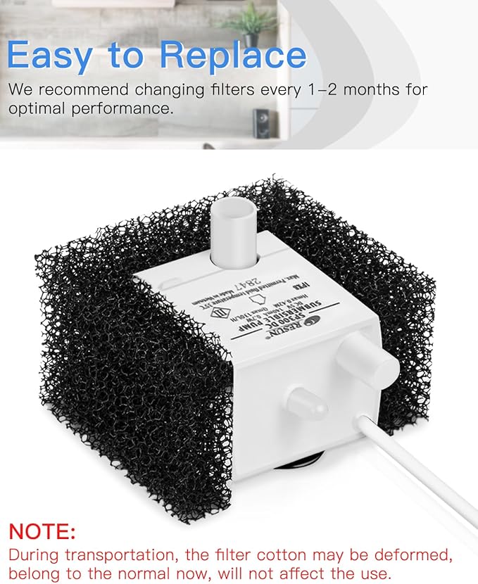 10 Pack Foam Filters for PetSafe Viva Pet Water Fountain - Pet Drinking Fountain Filter Replacement - Black