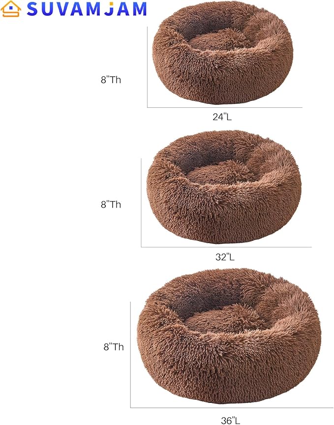 Comfort Donut Dog Bed - Ultra-Soft Pet Bed with Neck Support, 3 Sizes (Machine Washable) for Small/Medium/Large Dogs & Cats