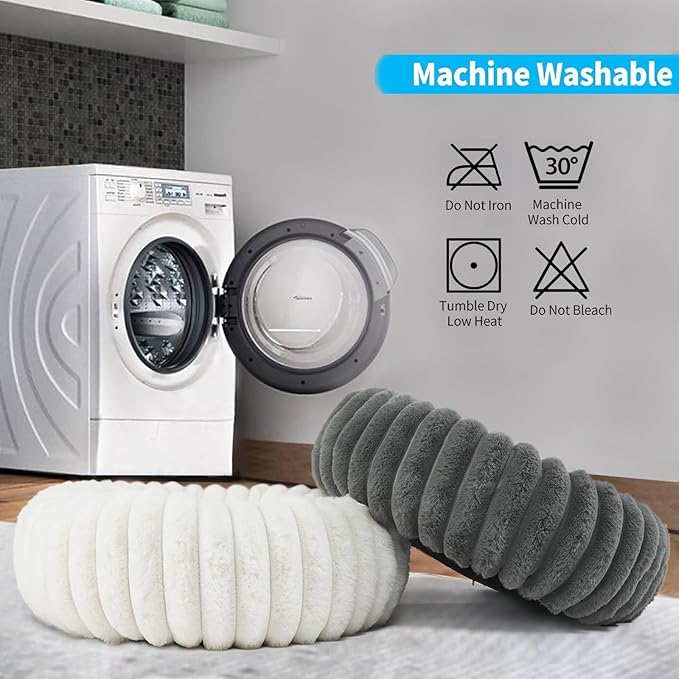 Kitten Beds for Indoor Cats - Soft Cozy Small Cat Bed Washable 16 Inches,Calming Anti-Slip Round Fluffy Plush Faux Fur Pet Bed for Puppy and Kitten up to 5 lbs,Warm Grey