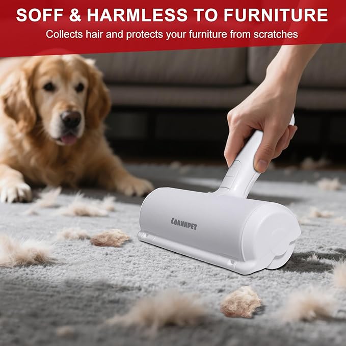 Pet Hair Removal Tool – Reusable Lint Roller for Dogs & Cats – Self-Cleaning Fur Remover Brush - Portable, Multi-Surface Fur Removal Tool - Reusable Double Sided Travel Brush