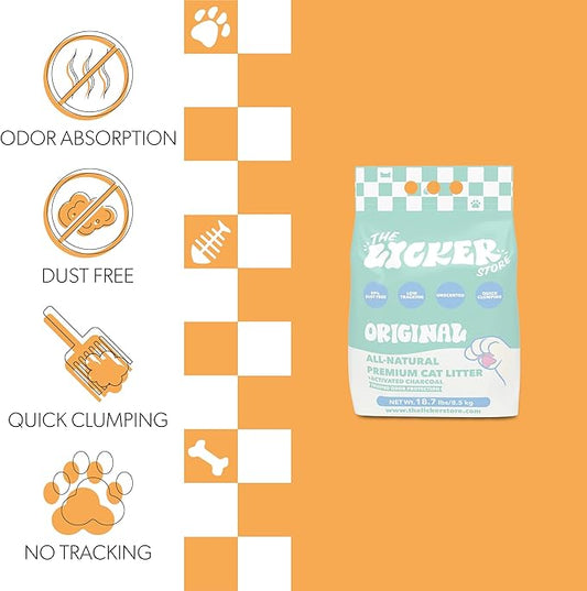 CLR2000A-SET2 Unscented Premium Clumping Bentonite Clay Cat Litter w/Activated Charcoal, Natural Odor Control, 99% Dust-Free, 18.7 LBS (Set of 2)