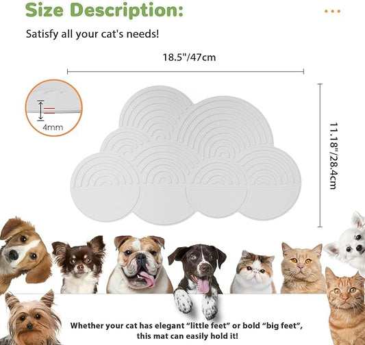 Li&Zhao Dog Food Mat - Cloud Cat Food Mat Pet Food Mat Dog Bowl Mat Waterproof Pet Mats for Food and Water for Floors Waterproof(Gray)