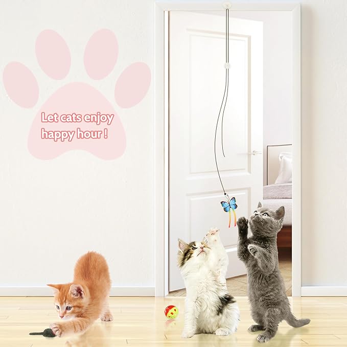 Cat Toys Replacement Cat Toy Wand Refills, 12 Pcs Cat Feathers Refill, Cat Toy Mouse Cat Wand Refill Attachments for Indoor Cats