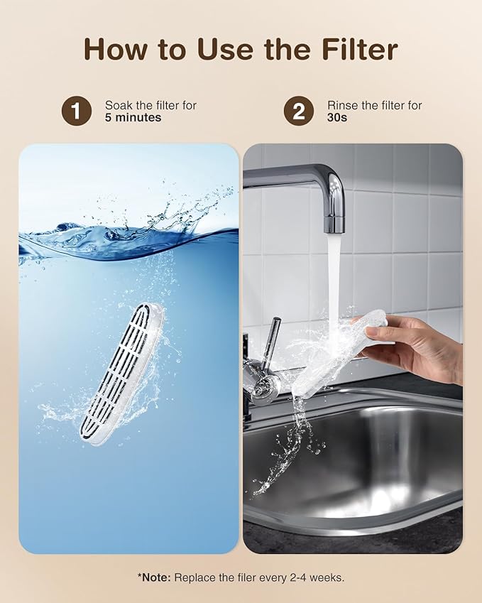 6 Packs Replacement Filters & 6 Packs Pump Filter Sponges for 108oz/3.2L Wireless Cat Water Fountain FT999, 3 Months Set of Replacement Filters, Ivory White