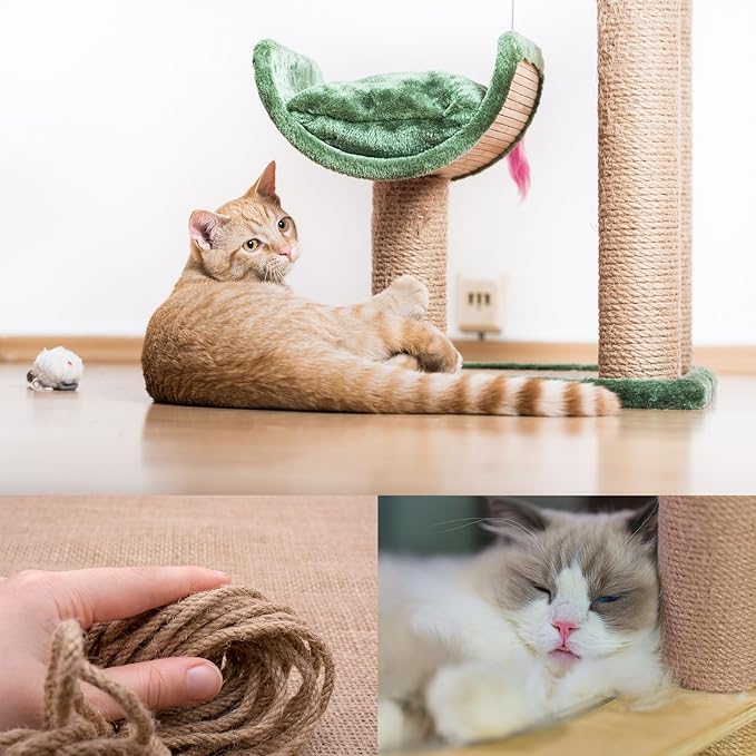 Nature Hemp Rope,sisal rope for cat scratcher,rope for cat scratch post，cat scratching post replacement,Cat Scratcher Replacement Rope Heavy Duty Jute Twine for Cat Tree and Tower, DIY (1/4inch,100FT)