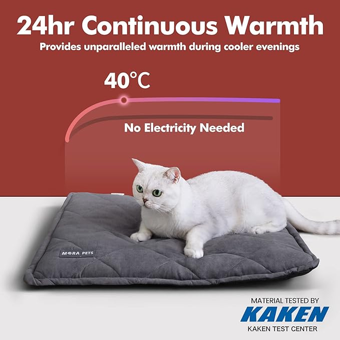 Mora Pets Self Heating Cat Bed Self Warming Cat Ped Ultra Warm Thermal Pet Bed Mat 30 x 21 Inches with Removable Cover Outdoor Indoor for Cats and Small Medium Dogs Machine Washable