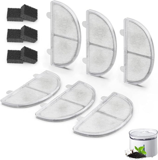 6 Pack Cat Water Fountain Filter, Replacement Filters for WF20/CF20 Wireless Pumps Cat Water Fountain,Triple Filtration System (6 Pcs Sponges)