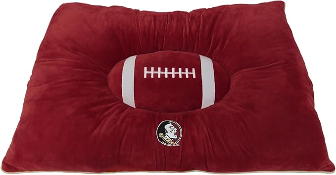 Pets First NCAA Florida State Seminoles Soft & Cozy Plush Pillow Bed - Sports Dog & Cat Cuddle, Warm Collegiate Mattress