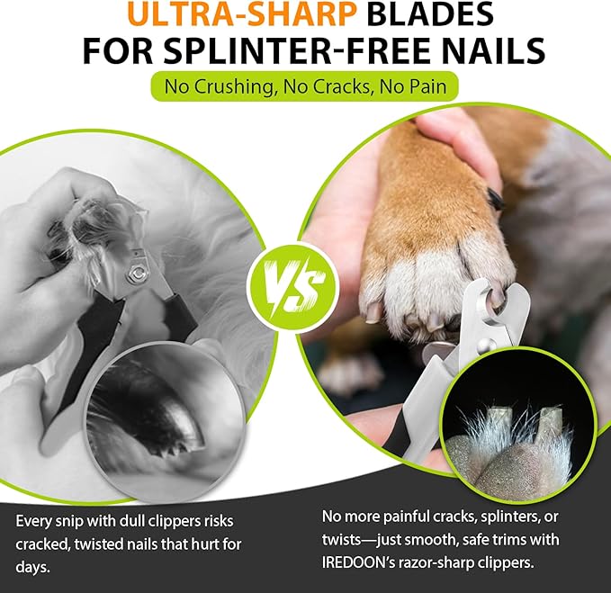 Dog Nail Clippers and Trimmers with Nail File, Ultra-Sharp 4CR13 Stainless Steel Blades Pet Grooming Nail Clippers for Small Medium-Large Breeds