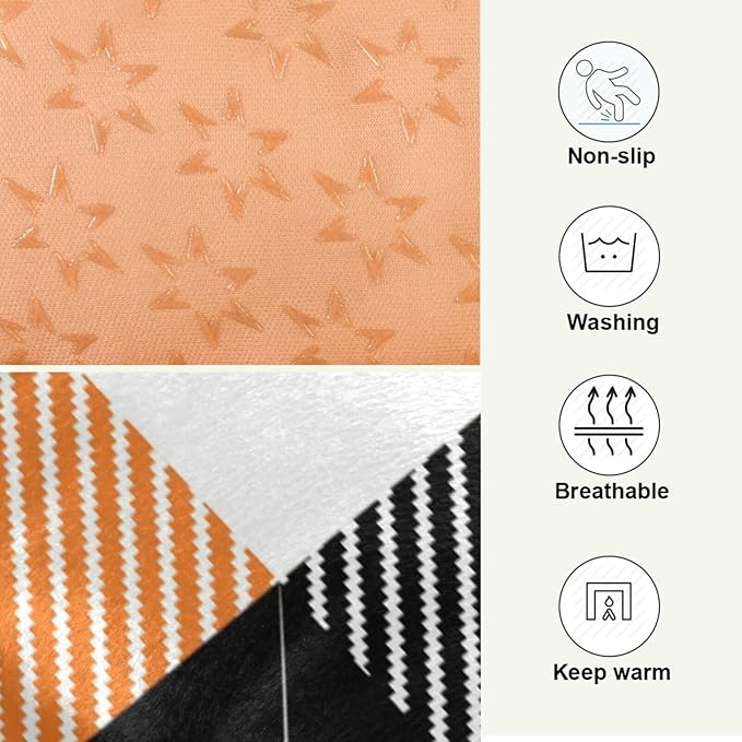 Halloween Bats Cat Plaid Stripe Pet Bed Cute Dog Bed Mat Absorbing Non Slip Pad Pet Sleeping Mat for Small, Medium, and Large Dogs Puppy Cat 24 in x 18 in