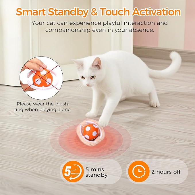 VIWIK Interactive Cat Toys for Indoor Cats, Hide and Seek Mouse Catching Game Cat Ball Toy, Automatic Motion Activated Kitten Toys, Low Noise Fast Rolling Ball in Play Mat for Bored Adult Cats