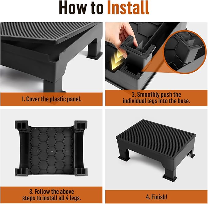 Adjustable Cat Litter Box Step Ramp, Elevated Cat Step Stair for Litter Box with Base, Filter Function, Non-Slip, Easy-to-Clean Pet Toilet Ramp Pedal for Kittens, Old Cats (Black)