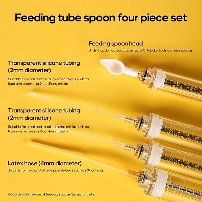 8 Pcs Bird Feeding Syringe Set Feeding Tubes for Baby Birds Parrot Hand Feeding Syringe Pet Syringe Feeding Tube Stainless Steel Metal Feeding Spoon Small Animals (50ml-Set of Eight)