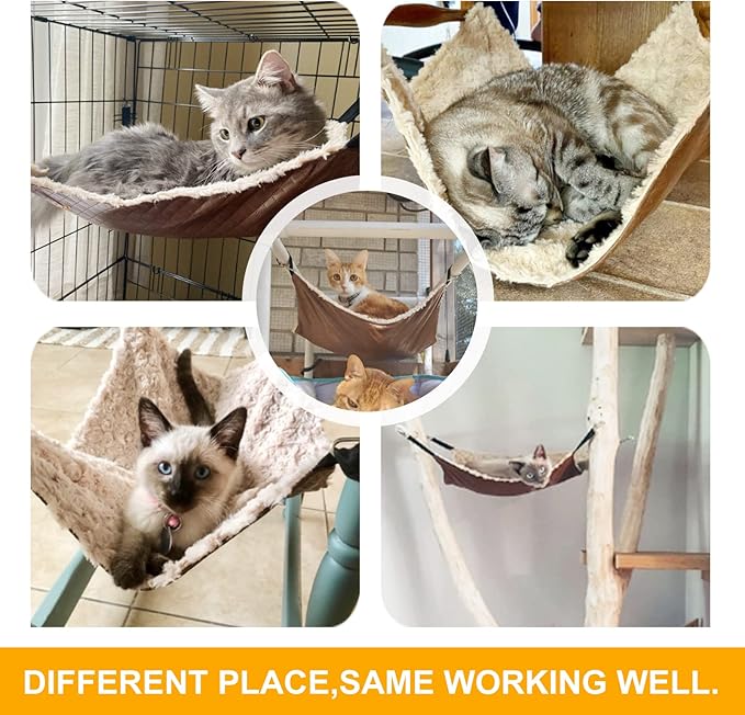 JOYELF Cat Hammock Bed, Medium Reversible Cage Hammock Hanging Soft Bed for Kitten, Ferret, Puppy or Small Pet