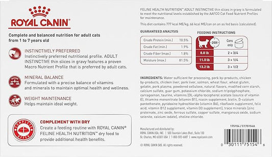 Royal Canin® Feline Health Nutrition™ Adult Instinctive Thin Slices In Gravy Canned Cat Food, 3 oz can (18-count)