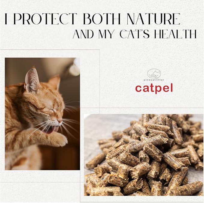 Premium Pine Pellets Cat Litter, 100% All Natural Pellet Kitty Litter, Non Clumping Non Tracking Low Dust Litter Meant for Use with Sifting Litter Box (11 lb)