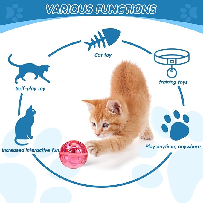 Sratte 6 Pieces Ghost Hunting Cat Ball Activated Cat Toy Motion LED Light Pet Balls Motion Dog Interactive Toys Pet Glowing Mini Running Exercise Supplies for Animals Activity(Colorful)