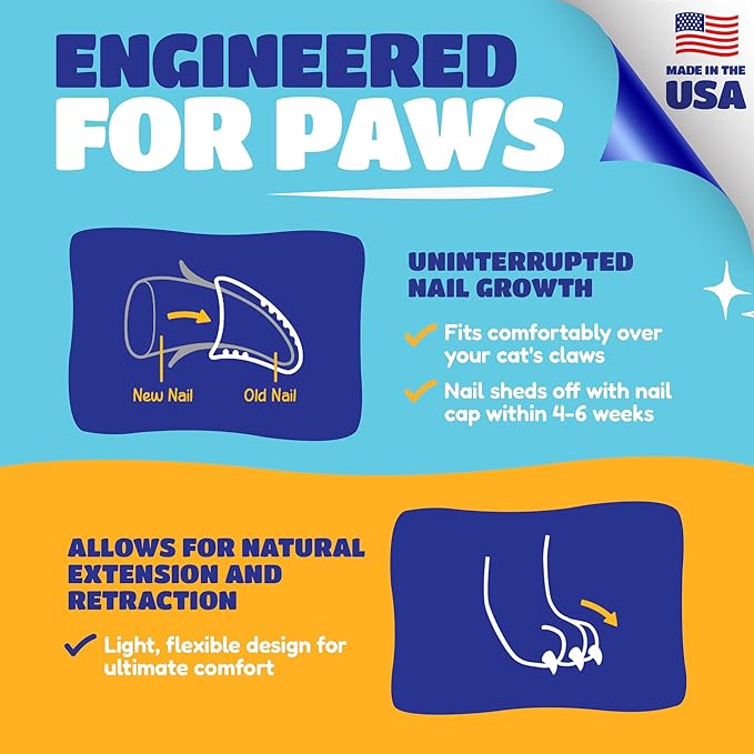 Soft Claws Cat Nail Caps for Small Cats–(40 Caps, Silver Sparkle)-Made in USA-Veterinarian-Developed, Non-Toxic| Protects Furniture & Skin-Easy to Apply, Long-Lasting Anti-Scratch Soft Cat Claw Covers