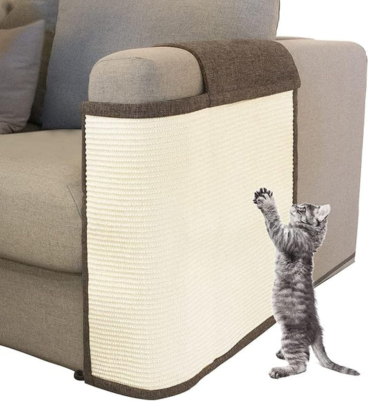 Oroonoko Cat Scratch Furniture Protector with Natural Sisal for Protecting Couch Sofa Chair Furniture 23.6''*19.7'' (Brown, Left Handed)