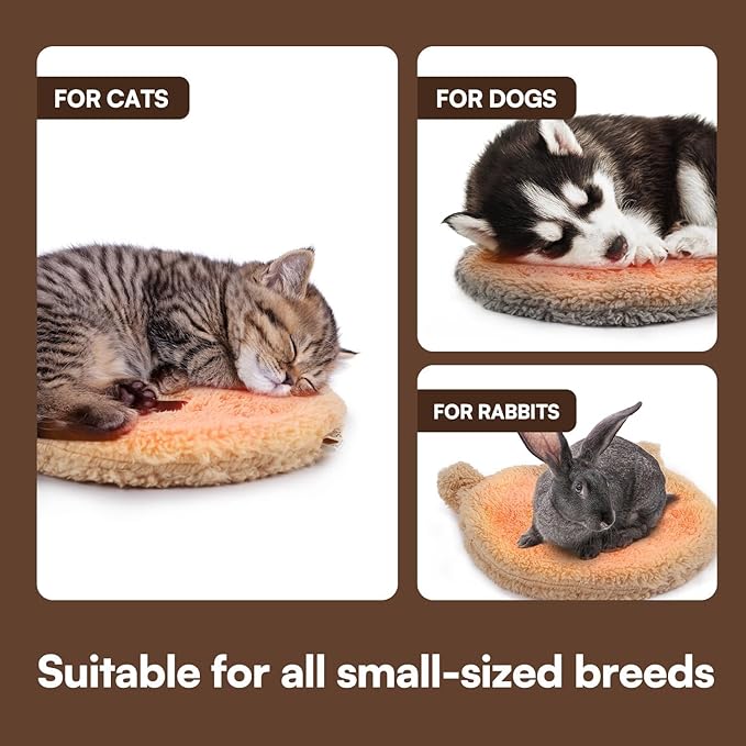 ALL FOR PAWS Heated Cat Bed Indoor, Microwavable Heating Pads for Cats, Puppies & Small Pets, Non-Electric Heating Dog Bed with 2 Cozy Covers, Safe & Long-Lasting Warmth