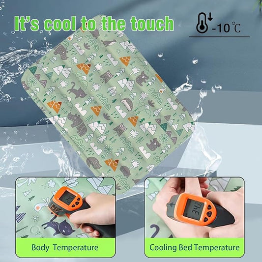 Dog Cooling Mat, Pet Self-Cooling Mat Pad Bed for Dogs Cats and Rabbits Easy Washable Summer Cool Down Comfortable Mat for Pet (Medium Forest)