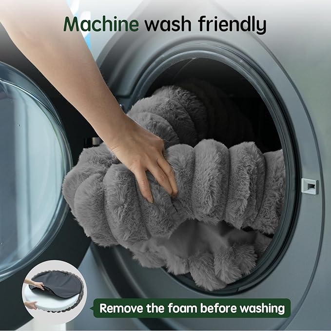 BALANCE Luxury Donut Dog Bed, 36 Inches Round Dog Beds Large Sized Dogs Washable, Orthopedic Calming Dogs Bed for Pets with Anti-Slip Bottom, Gray