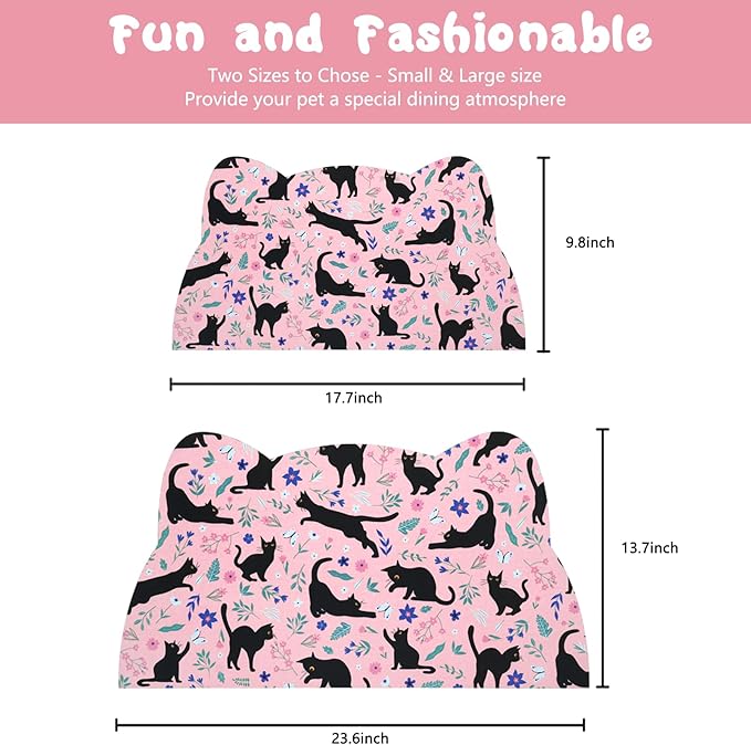 Cat Food Mats for Floor, Dog Water Bowl Mats Pet Feeding Absorbent Placemats for Food and Water Pink 17.7 * 9.8 inch
