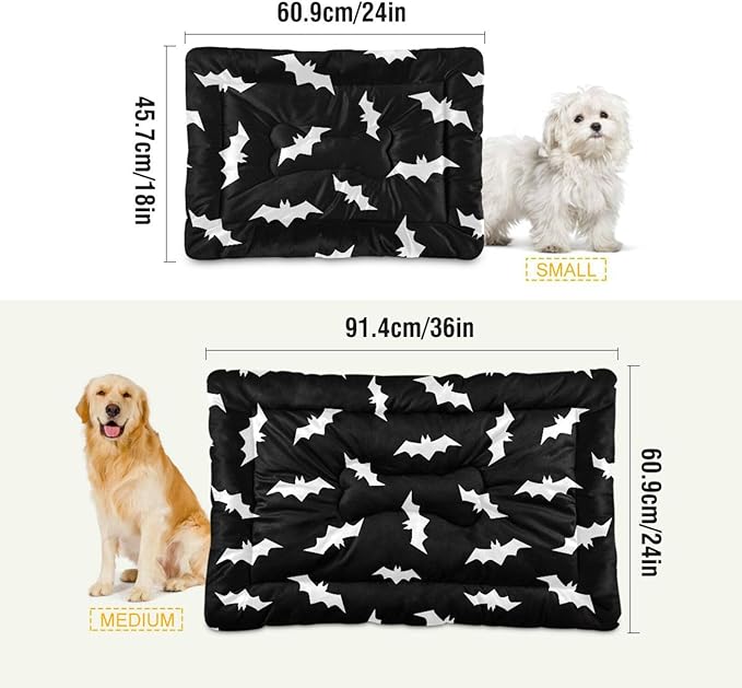 Halloween Bats Pet Bed Cute Dog Bed Mat Absorbing Non Slip Pad Pet Sleeping Mat for Small, Medium, and Large Dogs Puppy Cat 24 in x 18 in