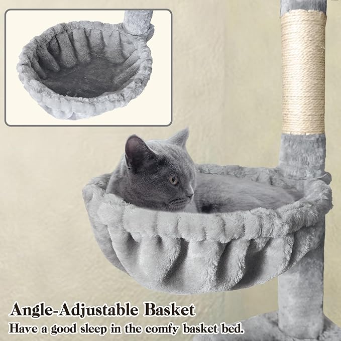 70" Cat Tree Tower for Indoor Cats, Multi-Level Cat Tower Condo with Sisal Scratching Post (Light Gray)