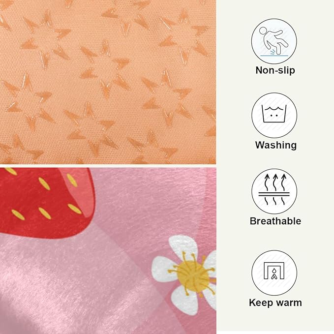 Strawberry Fruits Pet Bed Cute Dog Bed Mat Absorbing Non Slip Pad Pet Sleeping Mat for Small, Medium, and Large Dogs Puppy Cat 24 in x 18 in