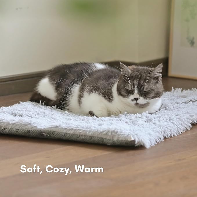 Self Warming Mat, 24''*20'' Non-Skid Thermal Pet Mat, Washable Outdoor Insulation for Cat House, Carrier Cat Bed, Gray