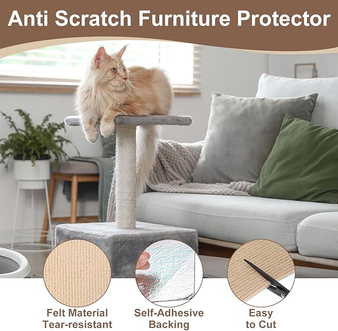 uxcell Self-Adhesive Cat Scratching Mat, 1 Roll 78.7" x 15.8" Couch Protector from Cat Claws for DIY Sofa, Wall, Doors, Cut Anti Cat Scratch Pad Carpet Mat, Khaki