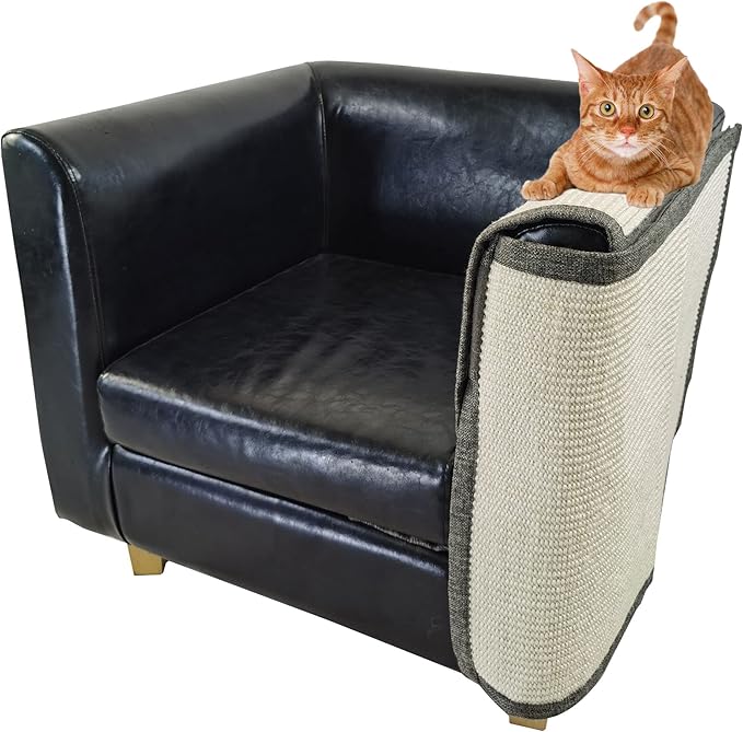 Fully Wrapped Cat Scratcher Couch- Natural Sisal Furniture Protection from Cats-Corner cat Scratcher for Couch Bed,Chair-Easy Installation
