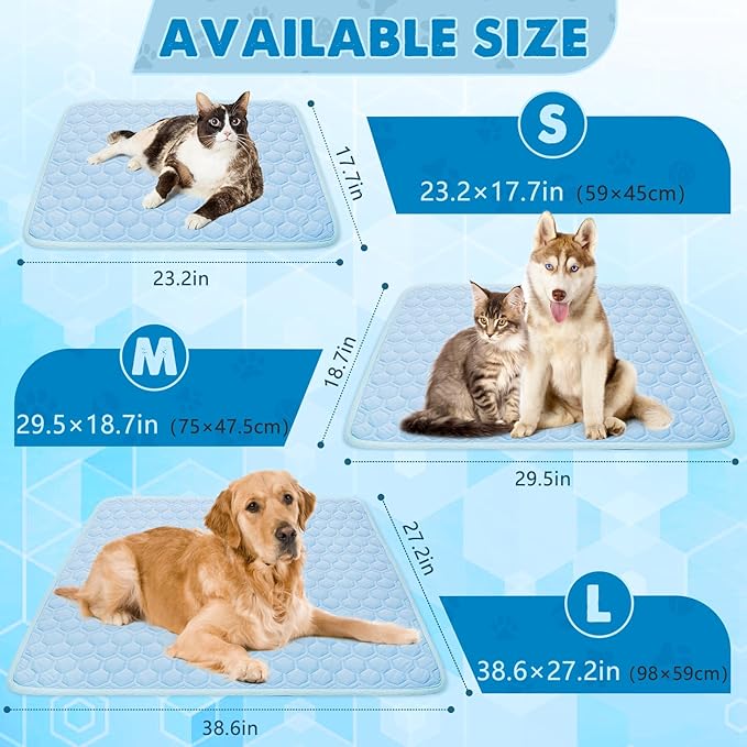 Upgrade Self-Cooling Mat for Dogs & Cats - Washable Pet Cooling Pad, Foldable Dog Cooling Mat Pet Cool Blanket for Indoor or Outdoor