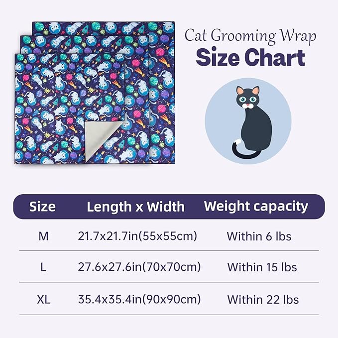 Paw Legend 21.7" Cat Wrap for Grooming Cat Wrap for Cutting Nails Cat Restraint for Nail Clipping Self Adhesive Blanket Restraint Cloth for Cats