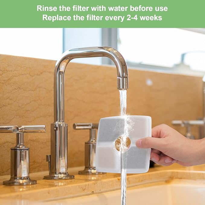 Wonder Creature Cat Water Fountain Filter, 8 Replacement Filters & 4 Replacement Pre-Filter Sponges Pack for 2.5L Cubic Pet Fountain Stainless Steel Top, Elliptical Automatic Cat Water Dispenser