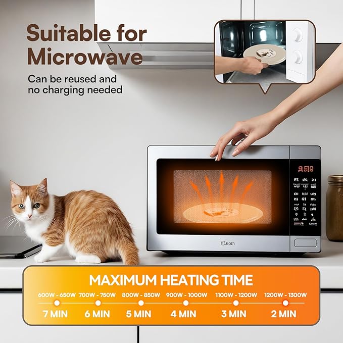 ALL FOR PAWS Heated Cat Bed Indoor, Microwavable Heating Pads for Cats, Puppies & Small Pets, Non-Electric Heating Dog Bed with 2 Cozy Covers, Safe & Long-Lasting Warmth