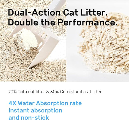 EcoFusion Cat Litter (8lb) – Plant-Based Tofu & Corn Formula, 99.8% Dust-Free, Fast Clumping, Hypoallergenic, Long-Lasting Odor Control, for Multi-Cat Homes