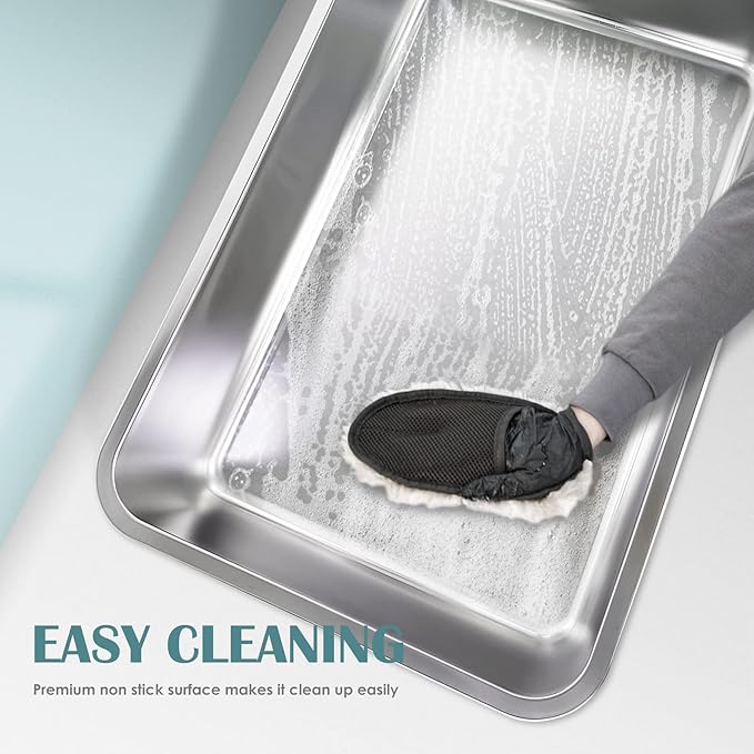 IKITCHEN Stainless Steel Cat Litter Box, Large Metal Litter Box for Cats, Never Absorbs Odors,Stain Free, Rustproof, Non Stick Smooth Surface 23.5" L x 15.5" W x 6" H