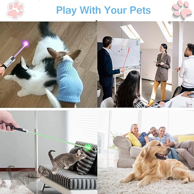 Red Green Violet Pointer for Cats (3 Pack), Pet Light Toys for Kittens and Dogs, Indoor Training and Chaser Toys for Cats.