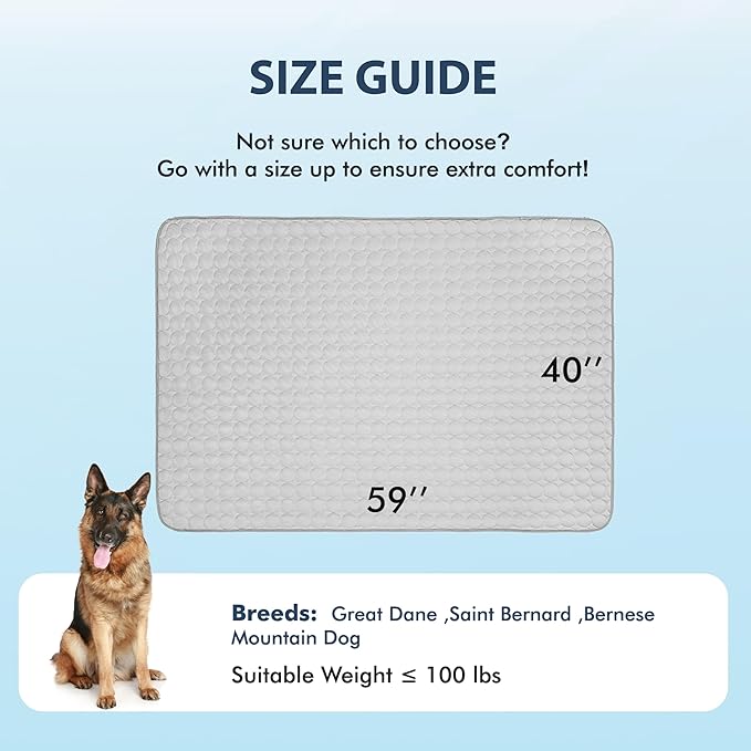 MICROCOSMOS Summer Cooling Mat & Sleeping Pad- Water Absorption Top, Materials Safe, Easy Carry, EZ Clean. Keep Cooling for Pets, Kids and Adults.(Grey, 59" x 40")