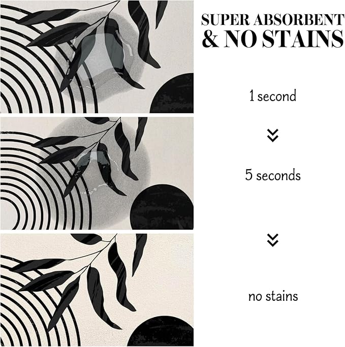 Dog Food Mats for Floors Super Absorbent, Pet Cat Food Mat - Non Slip Dog Bowl Mats for Food and Water, Eco-Friendly Boho Dog Placemats Feeding Mat