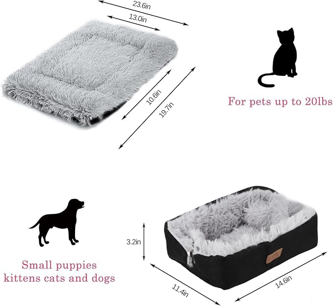 Self Warming Cat Bed Self Heating Cat Dog Mat 23.5 x 20 inch Extra Warm Thermal Pet Pad for Indoor Outdoor Pets with Removable Cover Non-Slip Bottom Washable Non Electric Black